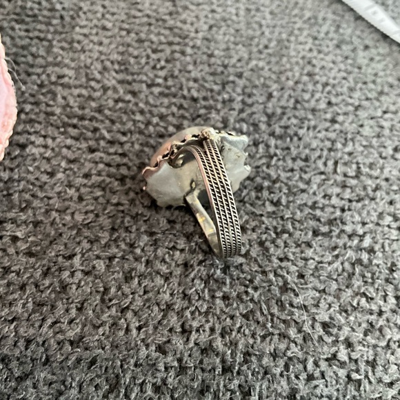 925 Sterling Silver and genuine Moonstone Ring, Vintage Look - Picture 5 of 6